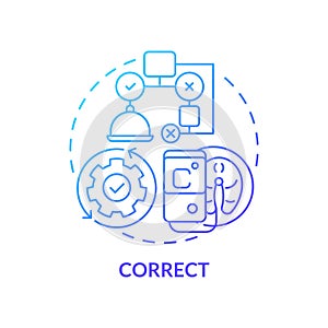 Correct blue gradient concept icon