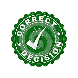 Correct Decision Grunge Stamp with Tick