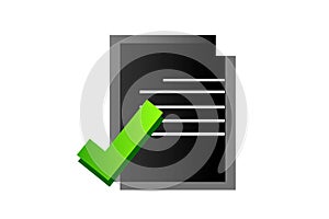 Correct file document icon on white background isolated