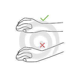 Correct position of arm and mouse