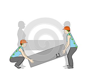 Correct posture to lift a heavy object safely. Illustration of health care. vector illustration