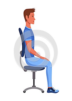 Correct sitting position. Good sitting posture. Vector illustration in flat style isolated for white background