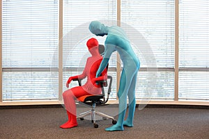 Correct sitting position on office armchair training