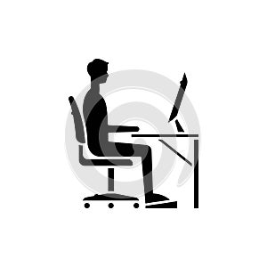 Correct sitting posture olor line icon. Pictogram for web page, mobile app, promo.