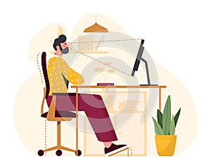 Correct sitting posture vector concept