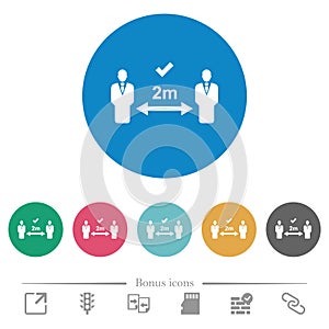 Correct social distancing flat round icons