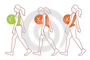 Correct spine posture, bad walking position
