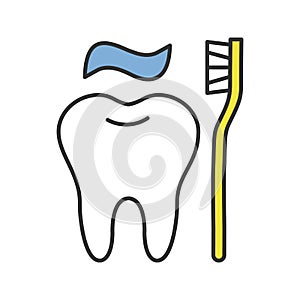 Correct teeth brushing color icon