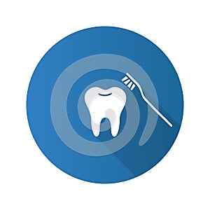 Correct teeth brushing flat design long shadow glyph icon