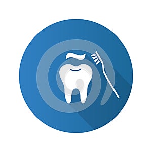 Correct teeth brushing flat design long shadow glyph icon