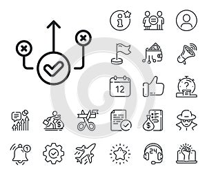 Correct way line icon. Approved path sign. Salaryman, gender equality and alert bell. Vector photo