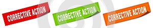 corrective action sticker. corrective action square isolated sign.