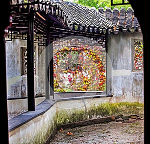 Corredor Window Fall Leaves Garden Humble Administrator Suzhou China