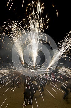 Correfoc performance by the devils also called Els Diables