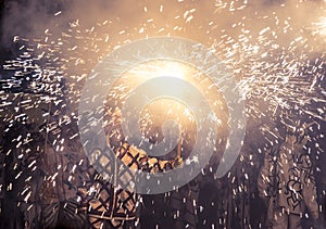 Correfoc performance by the devils or Diables in Catalonia, Spain