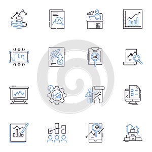 Correlational Analysis line icons collection. Correlation, Association, Dependence, Interrelation, Co-linearity