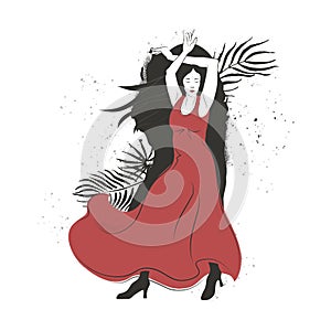 Corrida style flamenco dance performer vector illustration.