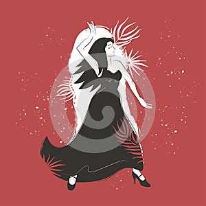 Corrida style flamenco dancer hand drawn vector illustration.