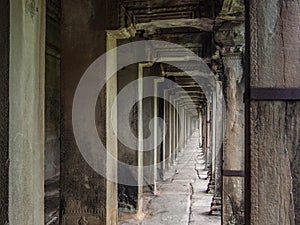 Corridor at Angkor Wat Temple, Siem Reap, Cambodia