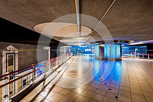 Corridor in Blaak Train and Subway Station in Rotterdam Netherlands