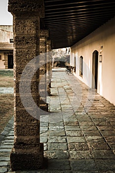 Corridor in Castle of Santa Catalina - Old prison Cadiz, Andalucia, Spain
