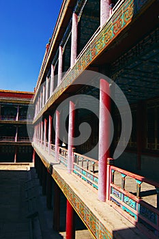 Corridor in Chengde Tibetan Buddhism monastery photo