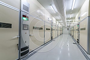 Corridor of a chicken egg hatchery