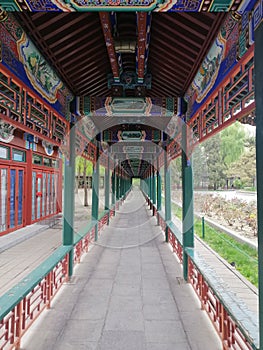 Corridor in China Beijing in Shichahai park