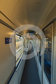 Corridor in fast expres train in Czech republic