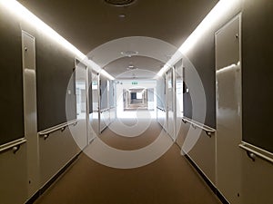 Corridor, Hospital, construction, interior of hospital. corridor, the perspective of a hospital corridor