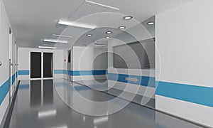 Corridor in hospital interior scene