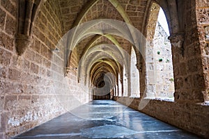 Corridor inside the cloister of the Monastery of Piedra