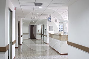 Corridor interior inside a modern hospital