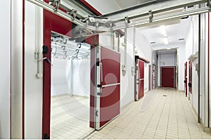 Corridor in meat refrigerators