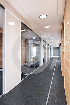 Corridor of modern office 3D visualization