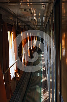 Corridor of the old train compartment