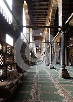 Corridor at public historic mosque of Amir Al-Maridani, Cairo, Egypt photo