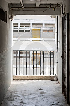 Corridor in public housing estate, Hong Kong