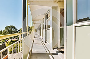 Corridor with room doors in hotel