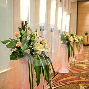 Corridor with row of flowers