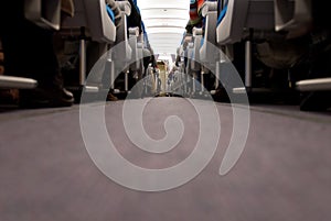 Corridor and Seats inside airplane