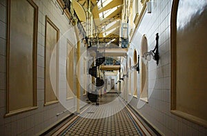 Corridor and spiral staircase on the first floor of the Vitebsk railway station