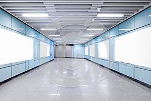 Corridor subway underground tunnel advertisement blank billboard