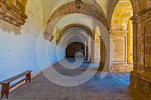 Corridor surrounding inner courtyard at the monastery of Santa Clara a Nova at Coimbra, Portugal