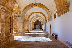 Corridor surrounding inner courtyard at the monastery of Santa Clara a Nova at Coimbra, Portugal