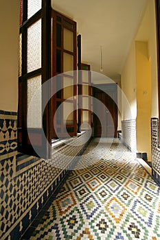 Corridor of a typical riad (guesthouse). Morocco photo