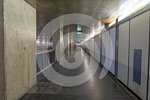 corridor in the underground interior of the terreiro do paÃ§o metro station in Lisbon