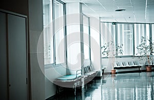 The corridor of a very clean and tidy hospital
