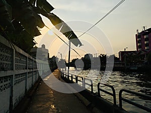 Corridor walking side Khlong Saen Saeb on sunset time