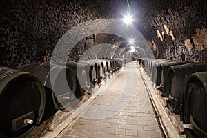 Corridor in winery underground